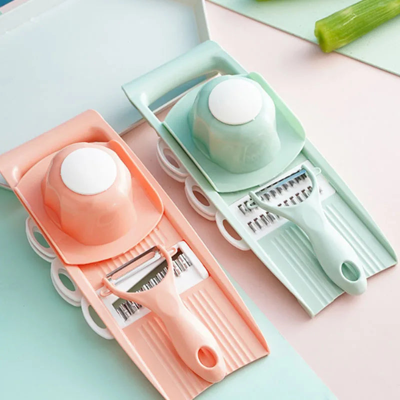 Cortador doméstico de legumes, fatiador e ralador de batatas, cortador multifuncional de frutas em tiras Julienne com cabo – utensílio de cozinha