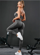 Conjunto Feminino 2 Peças – Roupas de Yoga Sem Costura, Traje Esportivo para Treino, Academia e Fitness, Legging de Cintura Alta