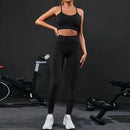 Conjunto Feminino 2 Peças – Roupas de Yoga Sem Costura, Traje Esportivo para Treino, Academia e Fitness, Legging de Cintura Alta